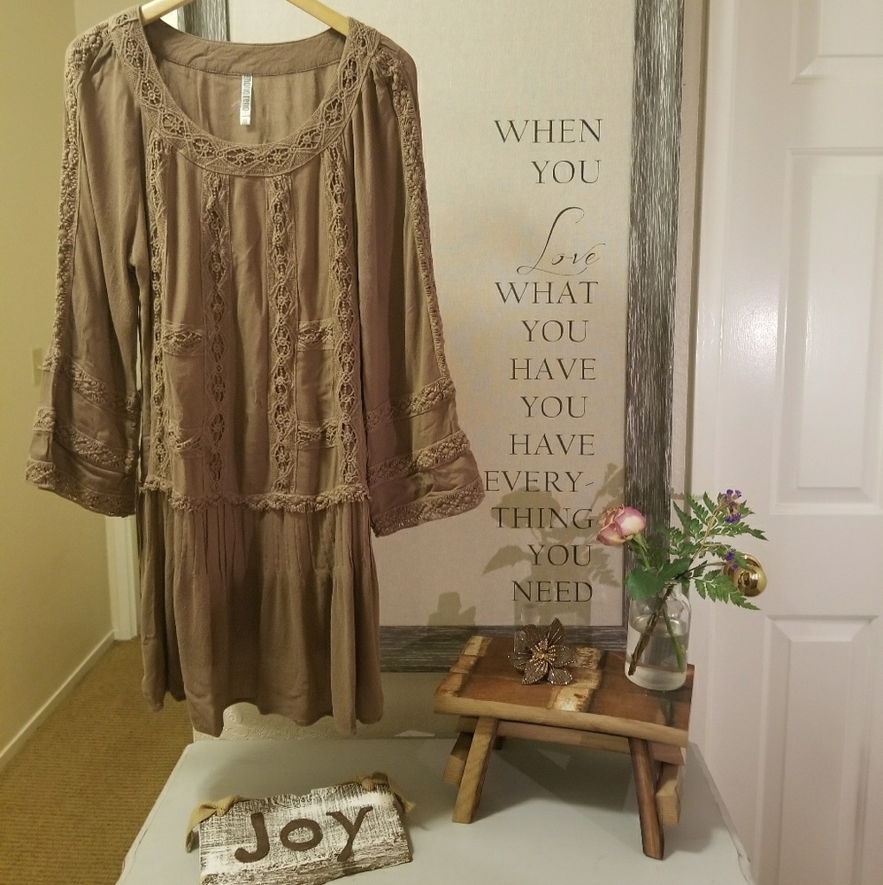 Chocolate Brown, Boxy Country Dress.